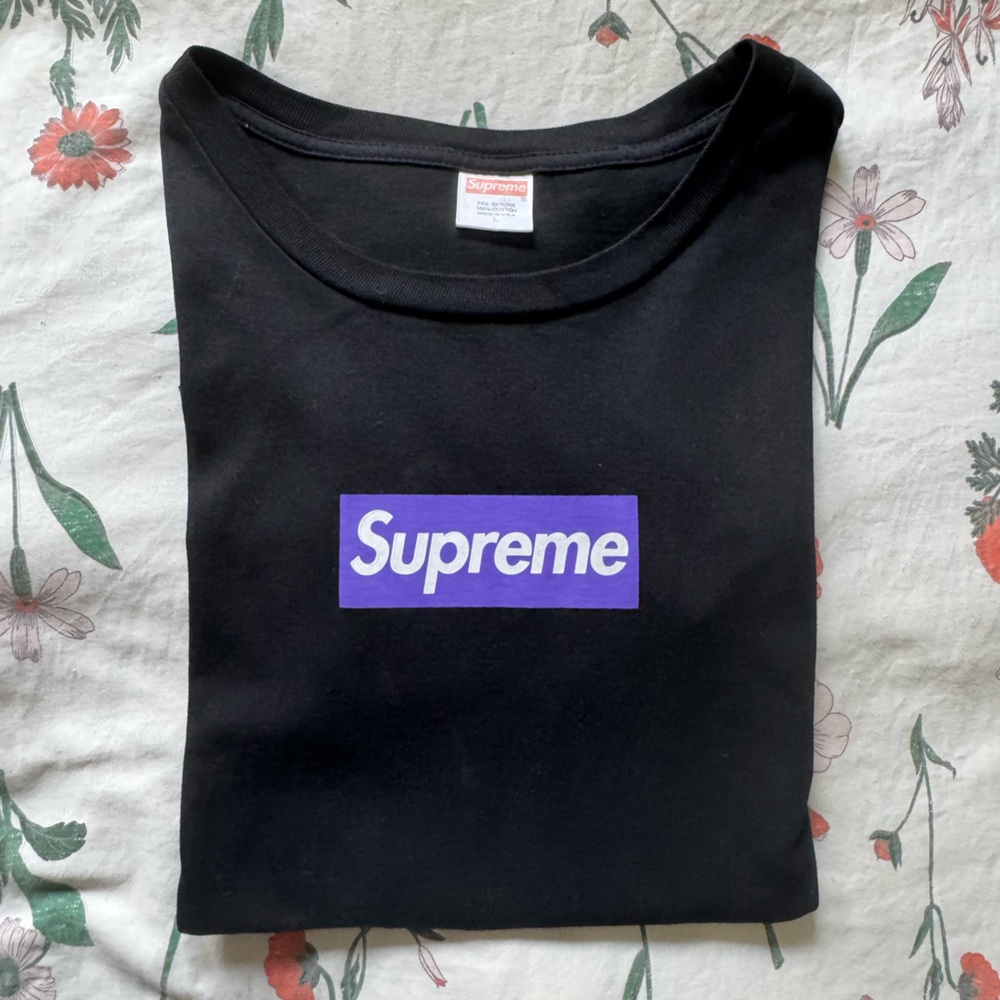 Supreme Black Tee with Purple Graphic